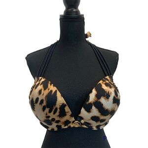 VICTORIA’S Secret leopard cheetah animal print push-up bikini top Sz 38D